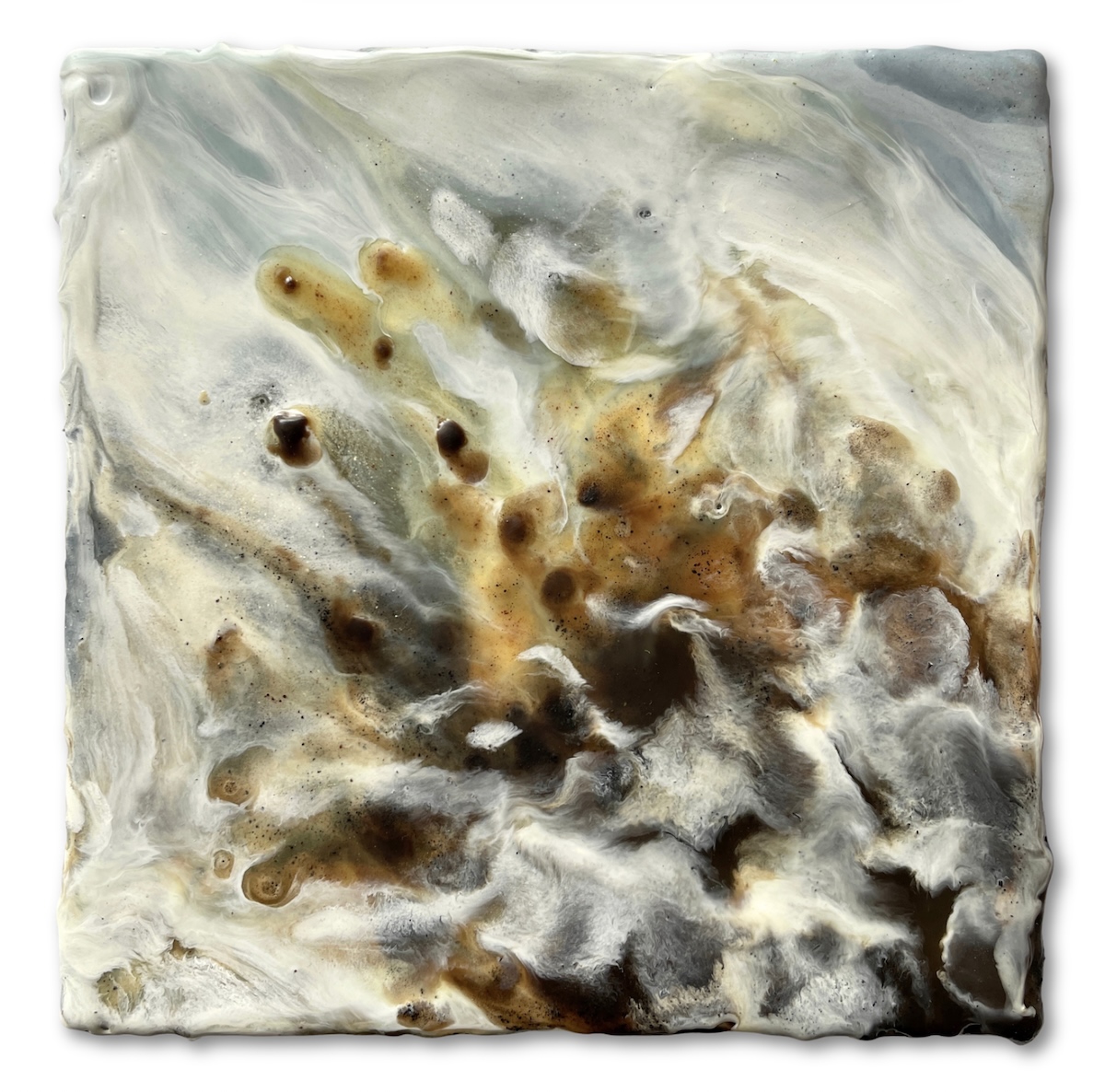 'Solutio' (Encaustic medium, handmade lake pigments, mineral pigment on wood panel), 16.5 x 16.5 x 3.0 cm / 6.50 x 6.50 x 1.18 in.