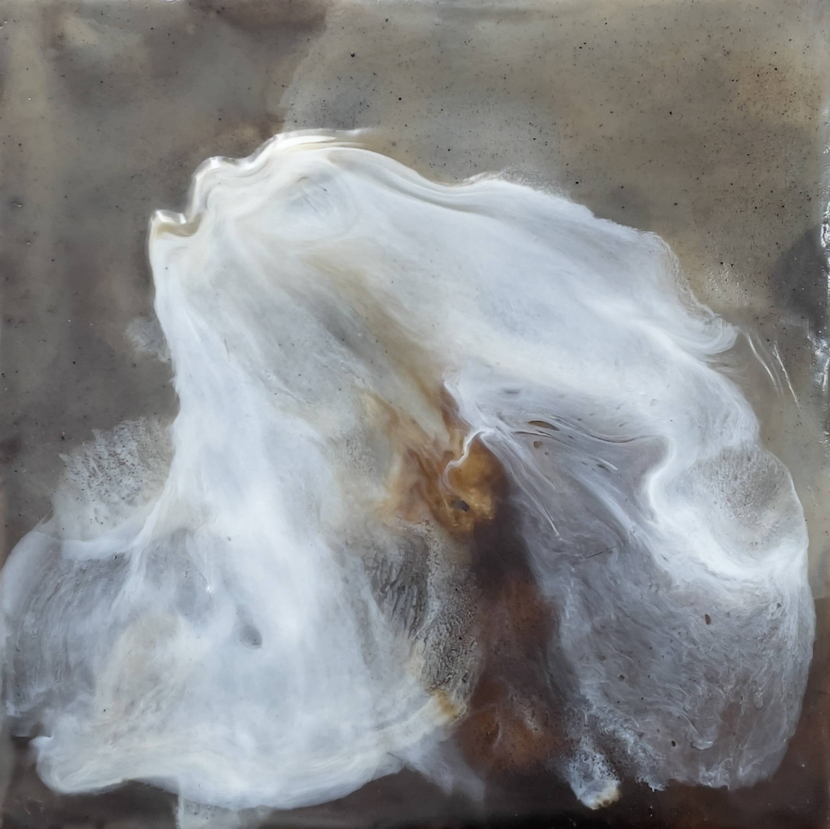'Untitled', Enkaustik på träpanel (16 x 16 cm)